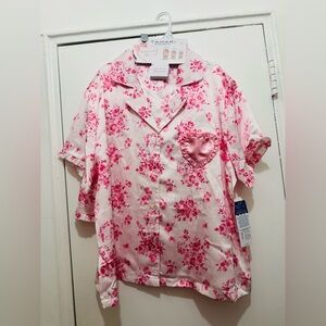 Tahari women floral short pajama set pink/white